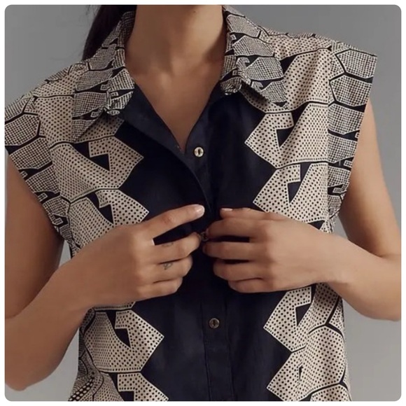 NWT Anthropologie Maeve The Lillian Button-Front Cotton Midi Dress, L - Picture 4 of 13